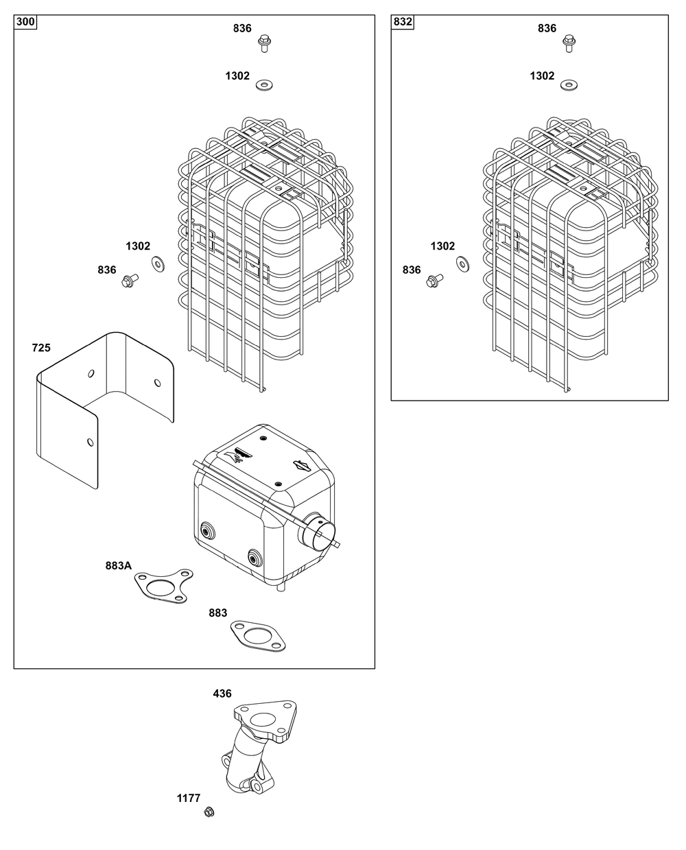 Exhaust Group Diagram and Parts List for 19N137-0239-F1 100000 - 19Z999 Briggs and Stratton Engine